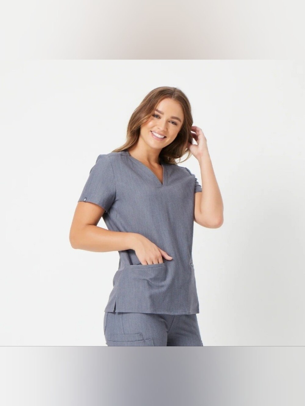 Uniform Advantage Easy Stetch Zoe Scrub Top Grey Womens XL